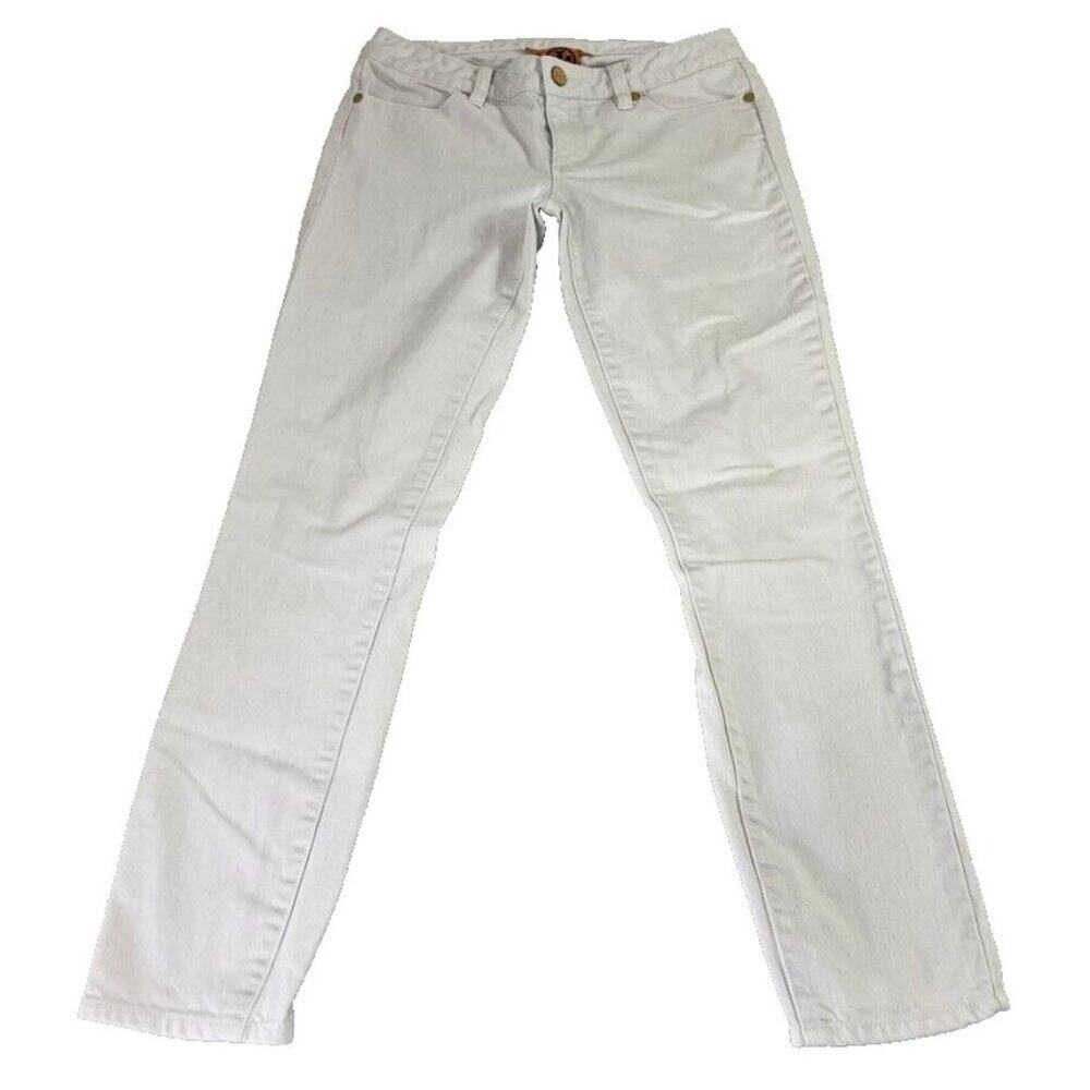 Tory Burch Jeans Womens 26 White Denim Super Skinny Back Hem Zip * Flaw